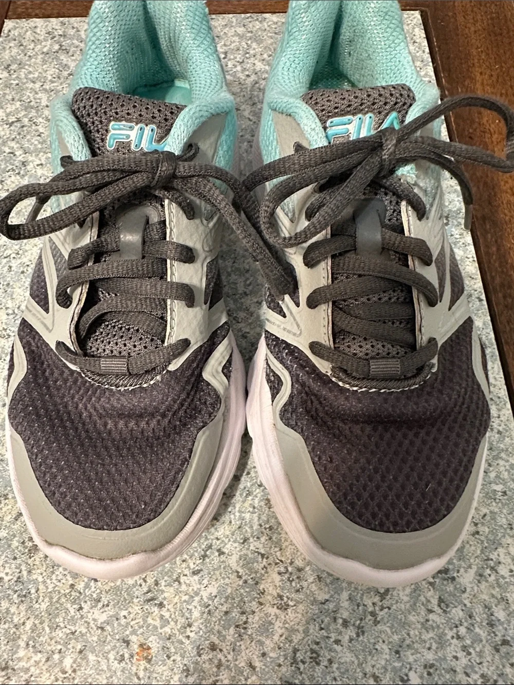Fila women’s sneakers. Ultra lightweight. Size 6.5. Gray and teal. Breathable
